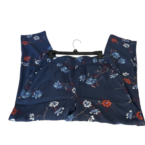 Jessica Simpson Womens Navy Blue Floral Pull On Straight Leg Pant Size Small - Picture 2 of 4